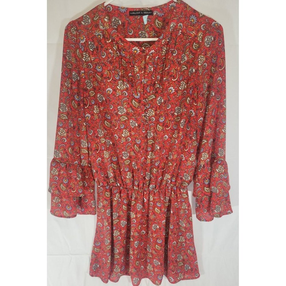 Harlowe &‎ Graham Short Long Sleeve Floral Dress, Size S